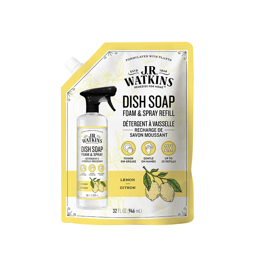 Dish Soap Foaming Lemon 32floz Refill The J.R. Watkins Co