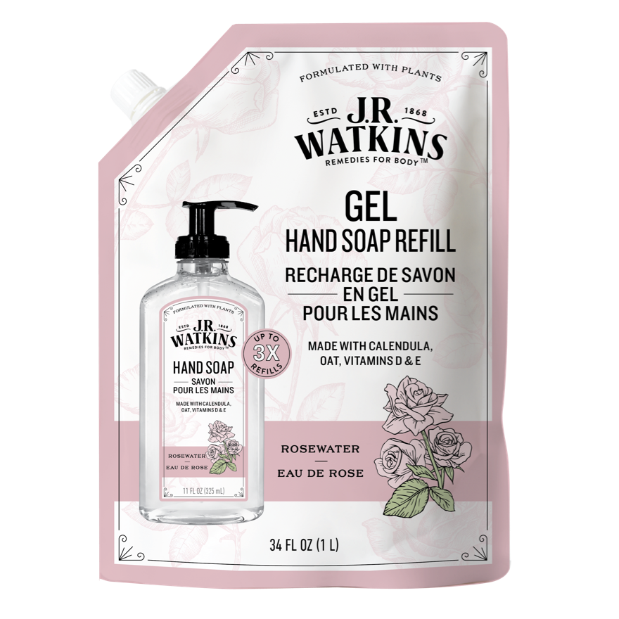 Hand Soap Gel Rosewater 34floz Refill The J.R. Watkins Co